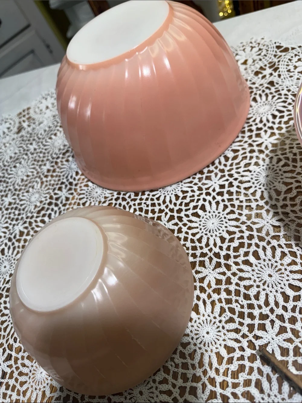 Vintage Fire King Rainbow swirl mixing bowl set of 2